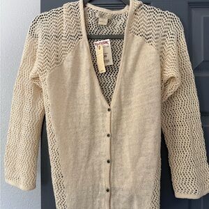 Lucky Brand Cream Open Knit Cardigan